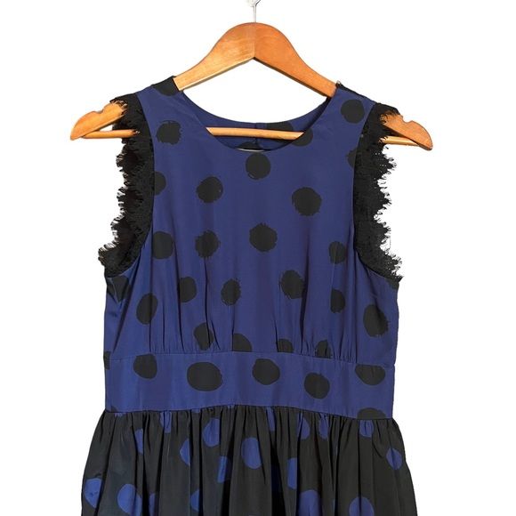 Anthropologie Corey lynn Calter navy and black polka dot dress - Picture 3 of 9